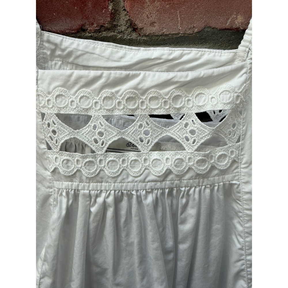 Devotion Twins White Cotton Eyelet Lace Square Neck Blouse Top Size Small - Picture 4 of 10